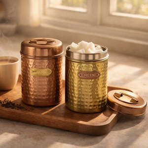 Ensemble de pots à épices, sucre et café en métal martelé, fabriqués à la main, prix de gros - Product Image 6