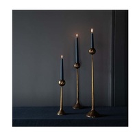 Ensemble de bougeoirs coniques or et noir, élégants supports à bougies en métal à tige bulle, minimalistes, multi-hauteurs, centre de table pour salle à manger