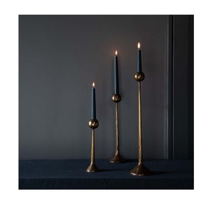 Gold and Black <b>Taper</b> <b>Candle</b> Holder Set Elegant Bubble Stem Metal <b>Candle</b> Stands Minimalist Multi Height Dinning Table Centerpiece - Product Image 3