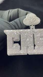 จี้เงินแท้ 925 ประดับเพชรโมอิสซาไนต์ สไตล์ฮิปฮอป ดีไซน์ตัวอักษรแบบกำหนดเอง พร้อมตัวล็อกแบบกำหนดเอง และจี้ตัวอักษรย่อส่วนตัว - Product Image 5