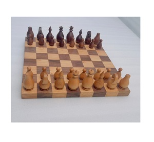 Luxury Solid <b>Wood</b> Chess Board With Walnut Finish And Modern Design Used For Adults Kids Strategy <b>Game</b> Lovers - Product Image 4