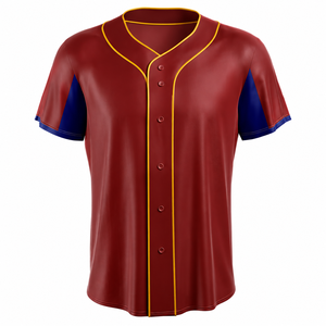 เสื้อเบสบอลสีแดงกรมท่า แบบบล็อกสี โพลีเอสเตอร์ 100% แห้งเร็ว เสื้อกีฬา 180 กรัม แห้งเร็ว เสื้อเบสบอลแบบสั่งทำ - Product Image 1
