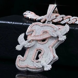 Colliers personnalisés avec pendentifs breloques en diamant glacé de laboratoire, design hip-hop en forme de cadenas, style unique - Product Image 3