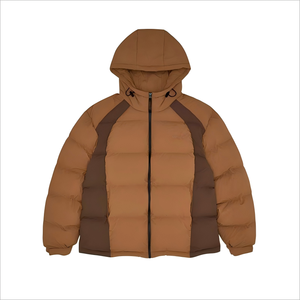 Winter <b>Quilted</b> <b>Jacket</b> Hooded Color Blocked Full Sleeve Polyester Wadding Warm Coat Thick Zipper Closure - Product Image 4