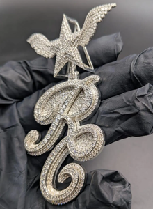 Colgante Personalizado de Plata de Ley 925 con Diamante Moissanita Redondo de Corte Brillante VVS, Estilo Hip Hop, Lujoso y Brillante - Product Image 5