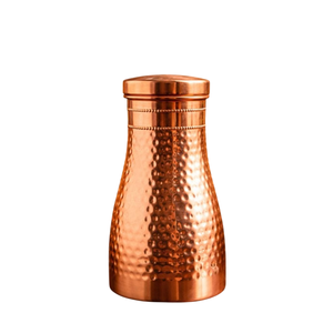 Bouteille d'eau artisanale 100% cuivre pur, finition martelée, récipient ayurvédique 1000ml, anti-fuite et sans soudure, pour le yoga, la remise en forme et le bien-être - Product Image 6