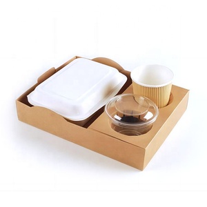 Caja de comida de papel Kraft plegable de grado alimenticio, caja de embalaje de contenedor de comida para llevar para <span class=keywords><strong>sushi</strong></span>, taza de café, embalaje de sándwich - Product Image 3