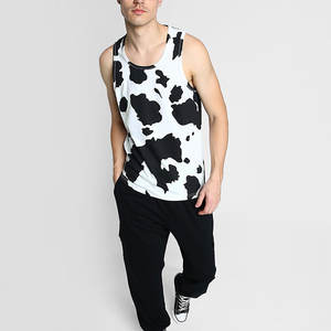 Camiseta sin mangas de algodón transpirable con estampado de vaca negra para hombre, estilo oversize, para gimnasio, fitness y streetwear, modelo 2026 - Product Image 5
