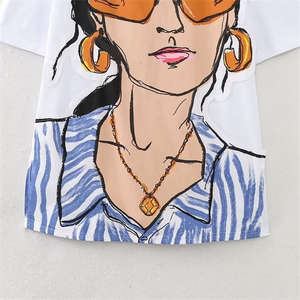 T-shirts pour femmes, fabricant OEM, t-shirt en coton décontracté de qualité supérieure, design élégant, adapté aux marques de vente au détail et aux marques de mode - Product Image 4