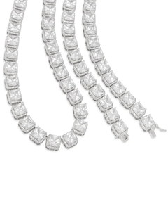 Collar de tenis de lujo con moissanita de corte princesa, plata 925, cadena llamativa con incrustaciones de circonitas, joyería de plata brillante, regalo unisex - Product Image 6