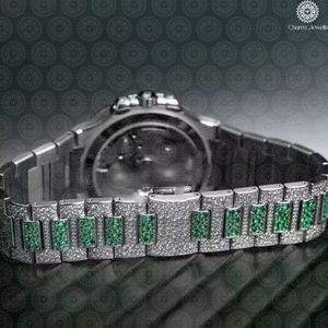 Montre de luxe Charm Jewells en acier inoxydable, cadran de 40 mm, mouvement mécanique analogique, design vert émeraude, montre de mode pour homme - Product Image 4