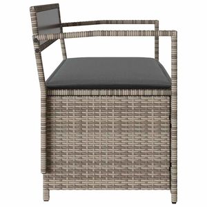 Banco de Almacenamiento para Jardín en Ratán Sintético Gris y Acero con Recubrimiento en Polvo, Elegante Banco para Patio - Product Image 5