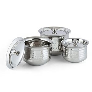 Casseroles en acier inoxydable martelé avec couvercles, design moderne et durable, pour cuisinière à gaz - Product Image 6