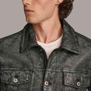 Blouson de travail personnalisé pour homme, style motard, en cuir, avec fermeture éclair, vente en gros, blouson rétro en cuir pour homme - Product Image 5