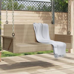 Panca a dondolo media in rattan sintetico beige con struttura in acciaio verniciato a polvere per patio - Product Image 1