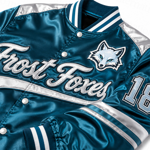 Custom Satin Varsity <b>Jacket</b> Mens <b>Vintage</b> <b>Bomber</b> <b>Jacket</b> Windproof Applique Embroidery Satin <b>Jacket</b> - Product Image 6