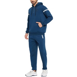 Men's Navy Blue <b>White</b> Solid Winter Casual Hooded Fleece Full Sleeve Elastic Waist Breathable Quick Dry Eco-Friendly <b>Joggers</b> Side - Product Image 2