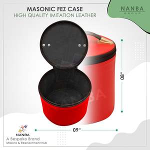 NANBA GROUP Deluxe Machine Embroidered Masonic Fez Cap Case Imitation Leather Zipper Closure Lightweight Soft Carry Bag <b>Display</b> - Product Image 4