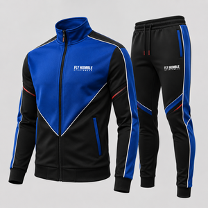 Ensemble de survêtement pour homme Fly Humble, veste zippée intégrale et pantalon, design sportif, noir avec bordure blanche, vêtements d'automne, prix bas, OEM - Product Image 6
