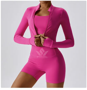 Conjunto de Yoga de 5 Piezas para Mujer, Sin Costuras, de Secado Rápido, Sujetador Deportivo, Chaqueta, Pantalones Cortos, Leggings, Ropa Deportiva para Gimnasio - Product Image 6