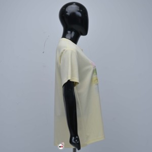 Camisetas de Manga Corta para Hombre, Color Amarillo Pálido, Cuello Redondo, Diseño con Letras Bordadas y Estampado Brillante, Corte Regular Informal, Camisetas de Algodón Jersey - Product Image 3