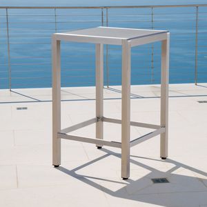 Tavolo da bar con struttura in alluminio da esterno da 43 pollici con finitura grigia e piano in vetro - Product Image 4