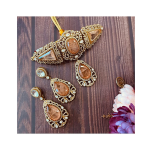 Conjunto de collar largo de cuentas Kundan de lujo Premium, ropa de boda india personalizada, joyería de moda de Fabricante Mayorista, mujer/Niña - Product Image 4