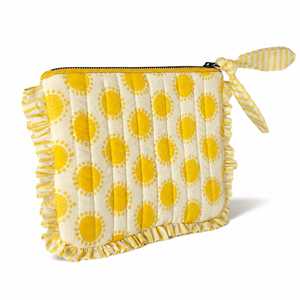 Yellow Polka Dot Coin Purse Quilted Zipper <b>Pouch</b> Ruffle Change Bag for Daily Carry - Product Image 3