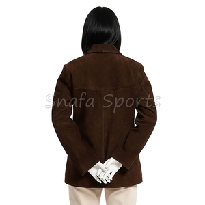 Western Style Cowgirl Suede <b>Leather</b> <b>Jackets</b> Customized Logo <b>Long</b> Sleeve Fringe Button Down <b>Jackets</b> For Women's - Product Image 2