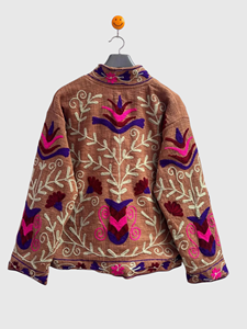 Chaqueta de Mujer para Otoño, Talla Grande, con Cuello Mao, Manga Larga, Bordado Floral a Mano en Algodón - Product Image 4