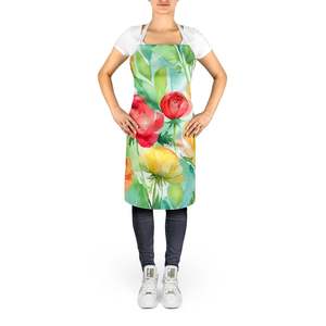 Delantal de acuarela Ranunculus Multicolor grande Unisex para cocinar manualidades para hornear jardinería, para adultos y tanto hombres como mujeres - Product Image 2