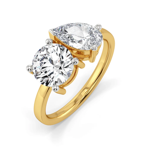 Anillo de compromiso Toi et Moi con diamantes cultivados en laboratorio de 2.00 CTW, diamantes de corte redondo, certificado IG, oro sólido de 14K, anillo nupcial de dos piedras. - Product Image 1