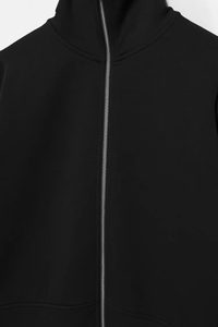 Men's Fitted High Neck Hoodie with <b>Zip</b> <b>Fastening</b> Long Sleeves 100% Cotton Fleece Breathable & Eco-Friendly High Quality - Product Image 5