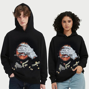 Rhinestone Hoodie, <b>Mens</b> Long Sleeve Hooded <b>Pullover</b>, Unisex Graphic Top, The <b>for</b> Fans - Product Image 4