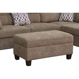 Divano Sezionale in Tessuto Marrone da 263 cm con Chaise Longue Orientata a Destra e Pouf Contenitore, 2 Cuscini Decorativi per Soggiorno - Product Image 4
