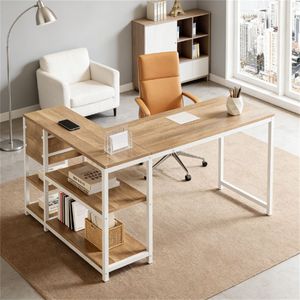 Space-Saving L-Shaped Corner Computer <b>Desk</b> with Storage <b>Study</b> <b>Desk</b> - Product Image 1