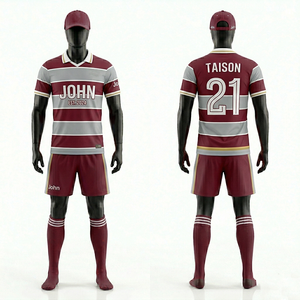 Tenue de football pour hommes en tissu interlock polyester premium 160 GSM, avec panneaux géométriques dégradés et logo personnalisé par sublimation - Product Image 5