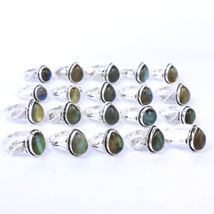 Anillo de Labradorita Genuina en Forma de Lágrima, Chapado en Plata 925, Hecho a Mano, Vintage, Anillos de Piedras Preciosas para Mujer - Product Image 3