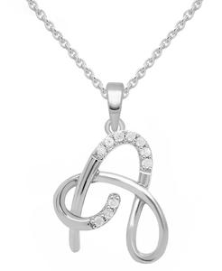 Diamante fantasia iniziale 18 "collana pendente (1/10 ct. T. w.) in argento Sterling | Macacy's - Product Image 1