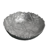 Élégant plateau décoratif en métal argenté en forme de feuille, fait main, pour centre de table, mariage, célébration, décoration d'hôtellerie