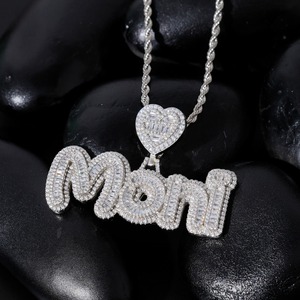 Colgante de Plata 925 con Letra Personalizada, Nombre, Moni, Corazón, Estilo Hip Hop, Rapper, con Diamantes de Imitación VVS Moissanite, para Hombre y Mujer - Product Image 2