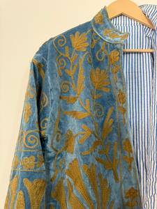 Wholesale Eco-Friendly Cotton Lining Handmade <b>Velvet</b> Embroidered Boho <b>Jacket</b> Custom Embroidery <b>Men</b> Women Floral Design Suzani - Product Image 4