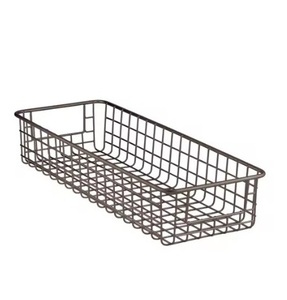 Metal Iron <b>Wire</b> <b>Basket</b> with Handle Set Of 2 Golden Finishing Multipurpose <b>Basket</b> for Grocery Picnic & Storage Use - Product Image 2