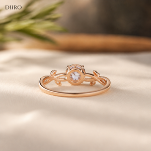 Bague de mariage pour femme en or rose plaqué, diamant taille brillant rond, moissanite, alliance torsadée de promesse - Product Image 5