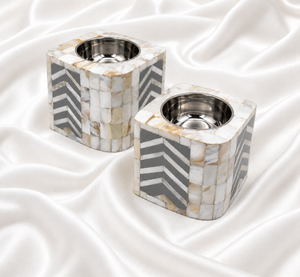 Elegant Mother of Pearl Inlay Tray with <b>Silver</b> Chevron Design Premium Handmade Luxury Vanity & <b>Coffee</b> <b>Table</b> Decor - Product Image 2