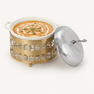 New Design Luxury Gold Stainless Steel <b>Food</b> <b>Warmer</b> <b>Buffet</b> Catering Hot Pot with Branch Handle Insulated Casserole for Hotels - Product Image 4