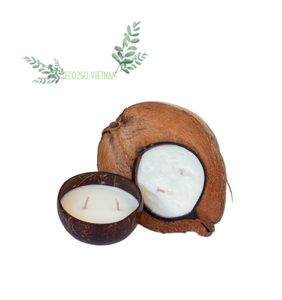 Bol à bougie poli en noix de coco 100% naturel, écologique, pour fêtes, sacs en lin de haute qualité, Eco2go Vietnam - Product Image 1