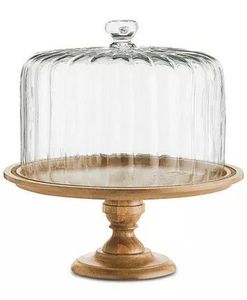 Support à gâteau en bois de luxe avec dôme en verre transparent, design tendance, passe au lave-vaisselle, idéal pour la présentation de gâteaux lors d'occasions spéciales et la restauration - Product Image 2