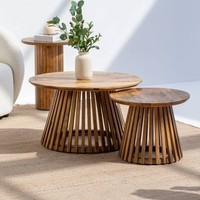 Table basse ronde en bois Vandana Zenova Orion pour les intérieurs de salon modernes