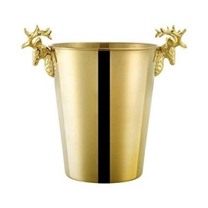 <b>Gold</b> Stag Head Wine Chiller Champagne <b>Ice</b> <b>Bucket</b> with Deer Handles for Bar Restaurant Wedding Party Table Club - Product Image 1